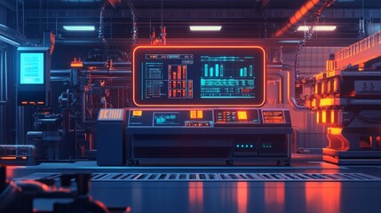 Wall Mural - insightful digital display in a smart factory environment