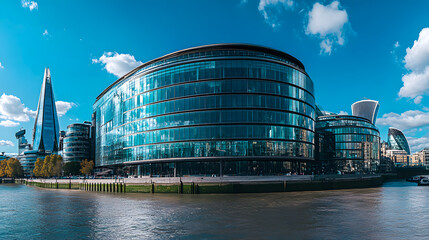 Wall Mural - Modern city architecture with glass facades on a clear day in London