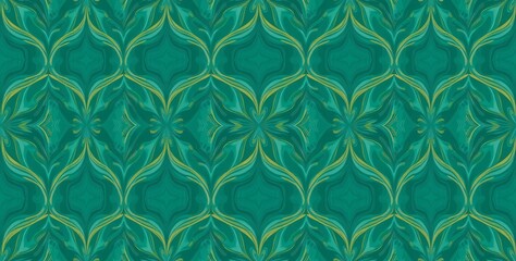  A green and yellow patterned background with a green and yellow flower. The pattern is very intricate and detailed