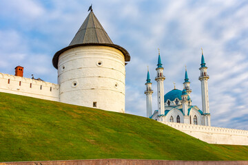 Wall Mural - Round tower of Kazan Kremlin and Kul-Sharif mosque, Russia