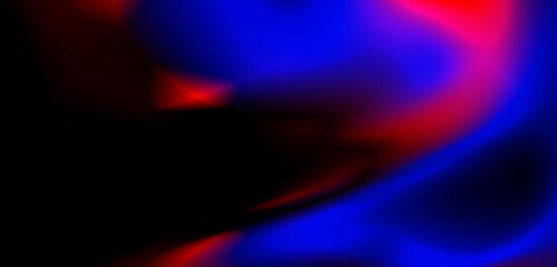 Fototapete - Dark blue digital abstract background with ultraviolet neon glow, blurry light lines, waves