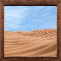 Canvas Print - Desert landscape viewed through a rustic wooden frame.