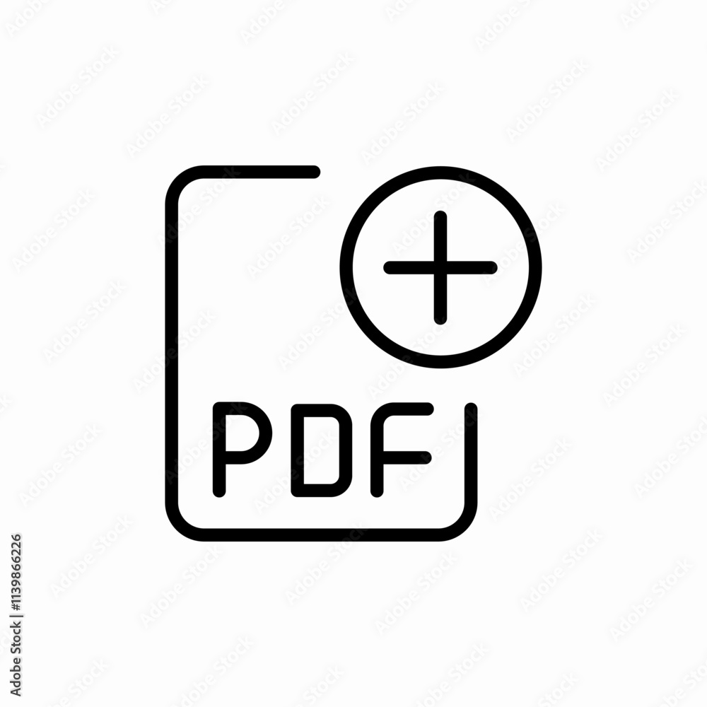 pdf file create plus icon sign vector の Stock ベクター | Adobe Stock