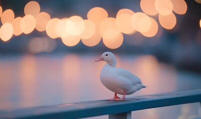 White Duck With Bokeh Background, Generative AI 