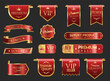 © totallyout - VIP and premium emblem red and gold isolated on black background stock illustration