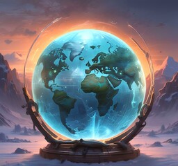 Illustration of glowing earth globe.