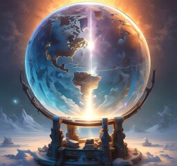 Illustration of glowing earth globe.