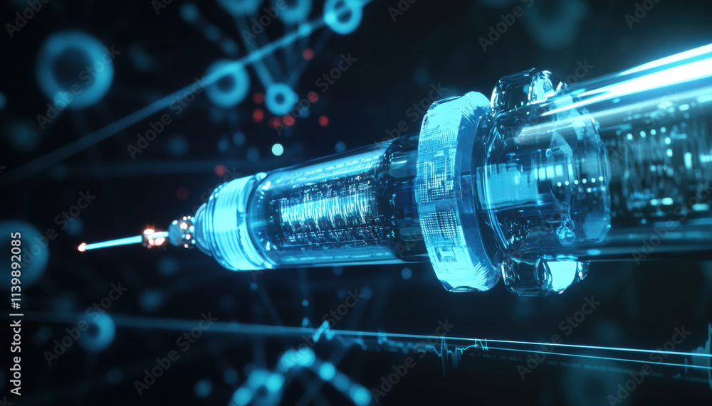 Sifi Injection Futuristic Syringe Nanotech Medical Innovation Blue Glow Sci Fi ...