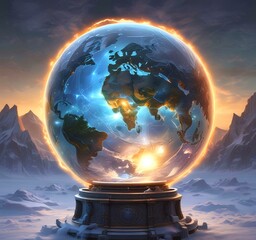 Illustration of glowing earth globe.