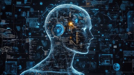 Wall Mural - Digital Head Network Data Processing System