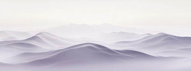 Wall Mural - A mountain range is shown in a blurry, hazy, and foggy atmosphere