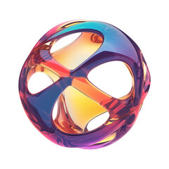 Poster - vibrant 3D metallic Y2K inspired abstract shape with holographic colors, featuring smooth curves and futuristic design, viewed from flat perspective