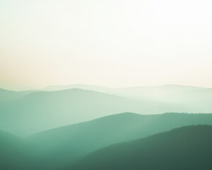 Wall Mural - The mountains are covered in green trees and the sky is a light blue color