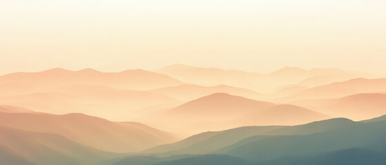 Wall Mural - The mountains are covered in a light blue mist