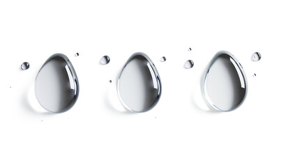 Vector set of realistic water droplets on a transparent background
