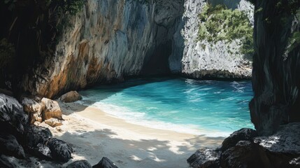 Poster - Secluded Cove Beach Hidden Within Dramatic Cliffs