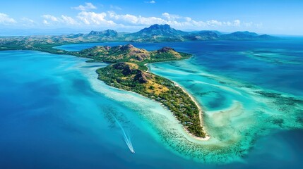 Wall Mural - Aerial View of Tropical Island Paradise in Ocean