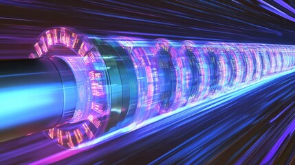 Wall Mural - futuristic data stream through illuminated tube