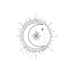 Wall Mural - vector illustration set of moon phases. different stages of moonlight activity in vintage engraving 