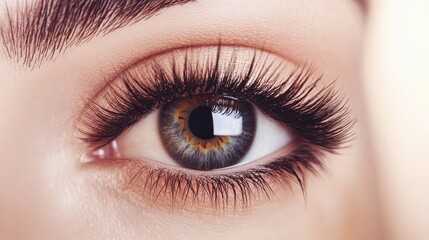 Canvas Print - Close-up of eyelash extensions with a mix of lengths, applied to create a natural yet voluminous effect.