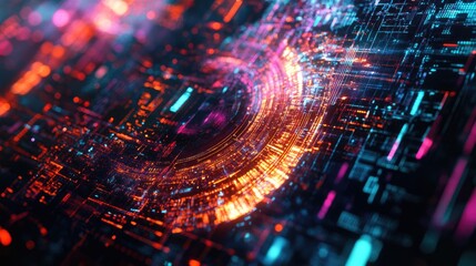 Wall Mural - abstract digital data stream network visualization