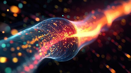 Wall Mural - abstract glowing energy stream with colorful particles