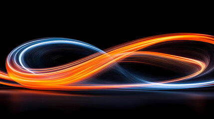 a stunning display of dynamic, swirling light forms creating an infinity loop in vivid oranges and b