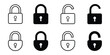 © Solayman - lock icon set. locked and unlocked symbols. modern open and closed padlock. security icon sets. security symbols. lock and security icon for app, ui, website and logo. vector illustration transparent