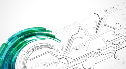 Poster - Abstract background. Scientific and technological concept with the use of technical elements formed in the shape of a circle. Vector