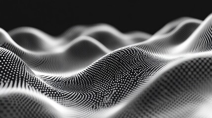 Fototapete - Abstract representation of waves with a dotted pattern, suggesting depth and movement.