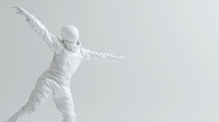 Leinwandbilder - A figure in a white suit poses dynamically against a minimalistic background.