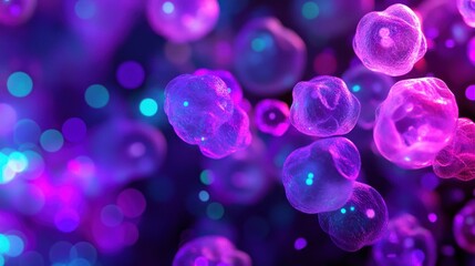 Fototapete - Abstract representation of colorful cells in a vibrant, blurred background.