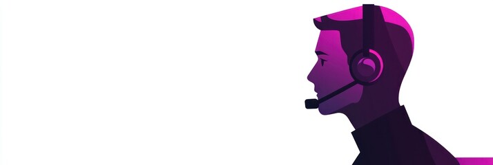 Aufkleber - A stylized silhouette of a person wearing a headset, suggesting communication or support.