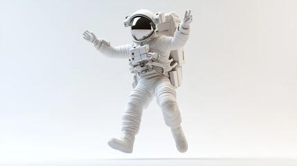 Aufkleber - A 3D-rendered astronaut in a white spacesuit, appearing to float in a minimalist environment.