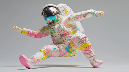 Poster - A colorful astronaut figure in a playful pose, showcasing creativity and imagination.