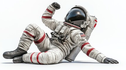 Poster - A stylized astronaut figure reclining on a white background, showcasing space exploration themes.