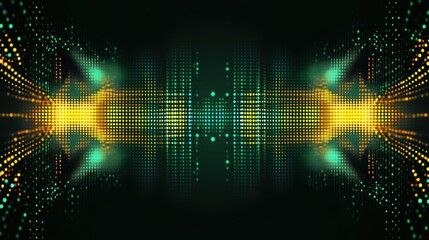 Fototapete - Abstract digital design with vibrant dots and waves, suggesting sound or data visualization.