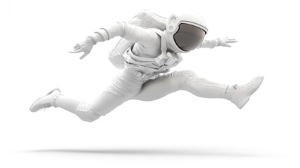 Aufkleber - A white astronaut figure leaping in mid-air against a plain background.