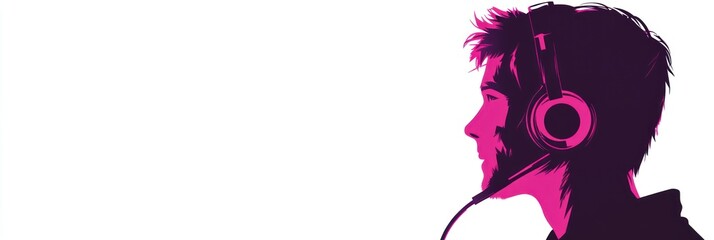 Poster - A stylized silhouette of a person wearing a headset, suggesting gaming or communication.