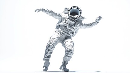 Poster - A floating astronaut in a minimalist, white environment, emphasizing space exploration.