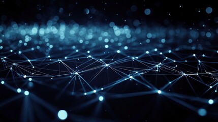 Poster - A digital landscape of interconnected points and lines, representing data or networks.