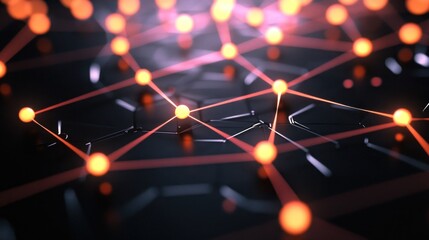 Aufkleber - Abstract network with glowing nodes and connections, symbolizing technology and data flow.