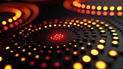 Aufkleber - Abstract design featuring circular patterns of glowing orange and red lights.
