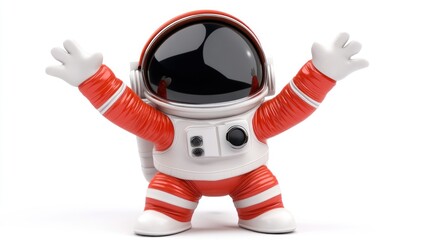 Poster - A cheerful astronaut figure with orange accents, designed for playful decoration or toys.