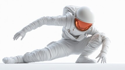 Poster - A futuristic astronaut in a dynamic pose against a minimalist background.
