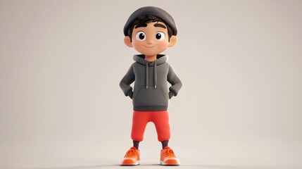 Poster - A cheerful animated character wearing casual clothing and sneakers, standing confidently.