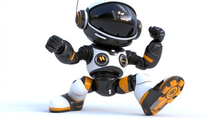 Poster - A stylized robot character in a dynamic pose, showcasing a playful and futuristic design.