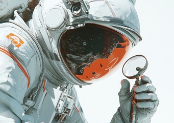 Poster - An astronaut examining a mysterious object in space with a magnifying glass.
