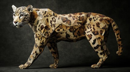 Fototapete - A stylized, geometric representation of a leopard showcasing artistic design.
