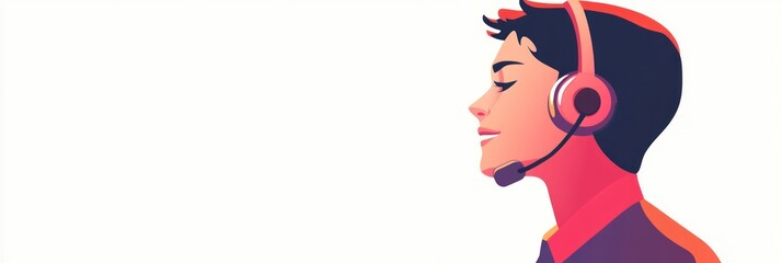 Aufkleber - A stylized illustration of a person wearing a headset, suggesting customer support or communication.